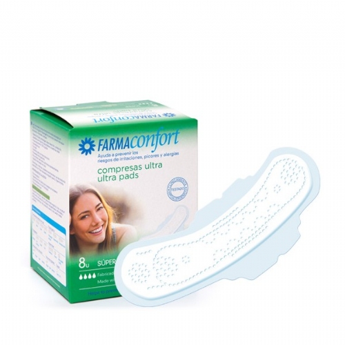 Compresas ultrafinas 100% algodon - farmaconfort (super 8 unidades)