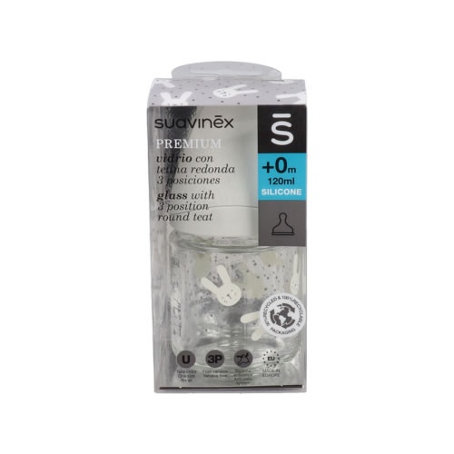 Biberon vidrio tetina fisiologica silicona - bonhomia (1 unidad 120 ml talla s)