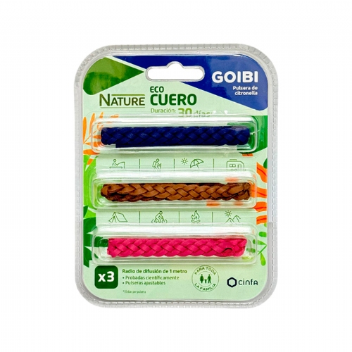 Goibi pulsera citronela eco cuero 3 unidades