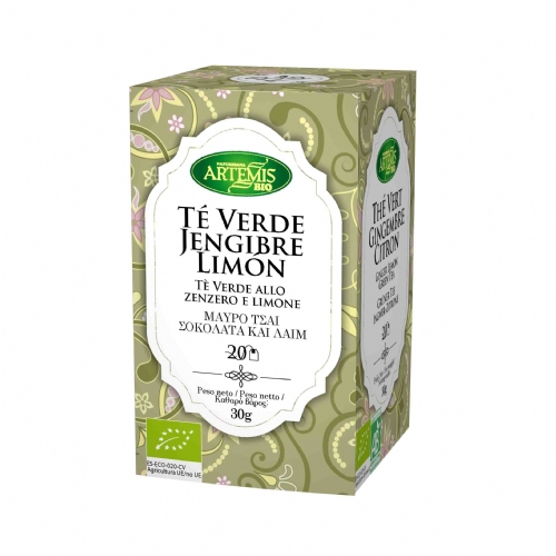 Artemis bio te verde jengibre con limon  20bolsitas. bio