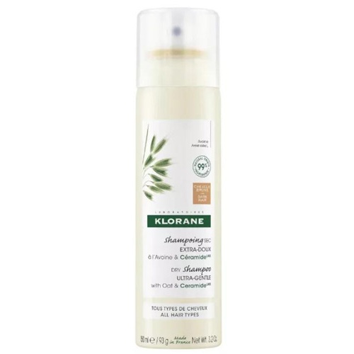 Klorane champu seco extrasuave a la leche de avena cabello castaño o moreno (1 envase 150 ml)