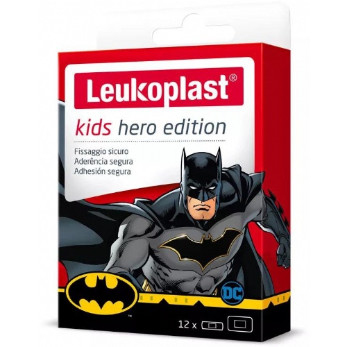 Leukoplast kids hero (8 unidades 19 x 56 mm + 4 unidades 38 x 63 mm batman)