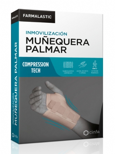 Muñequera palmar - farmalastic compression tech (talla mediana color beige)16-18cm muñeca