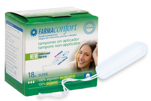 Tampones sin aplicador algodon - farmaconfort (18 unidades super)