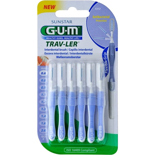 Cepillo interdental gum 1312 trav-ler 0.6 mm 6 unidades - gum 1312 trav-ler