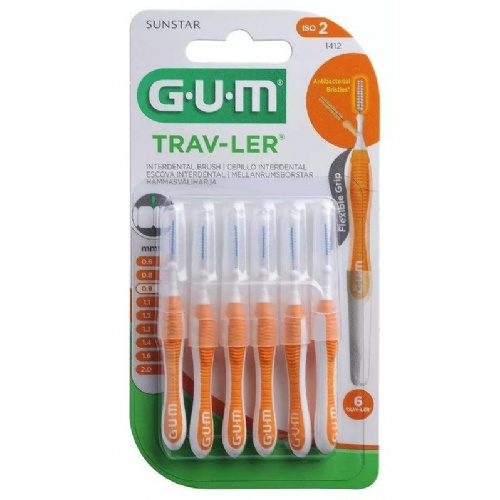 Cepillo interdental viaje - gum 1412 trav-ler (ultrafino 0.9 mm cilindrico 6)
