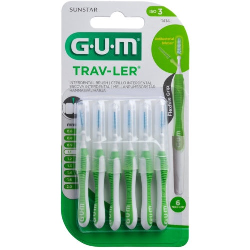 Cepillo interdental viaje gum 1414 trav-ler ultrafino 1.1 mm conico 6 unidades - gum 1414 trav-ler