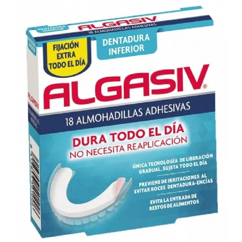 Algasiv almohadillas adhesivas dentadura inferior (18 unidades)