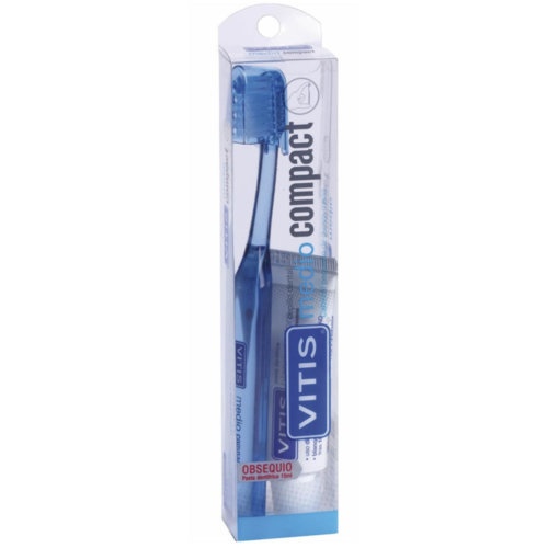 Cepillo dental adulto vitis compact medio ( ideal viaje )