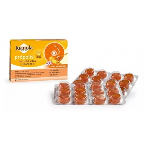 Juanola propolis miel altea y vitamina c (24 pastillas de goma sabor naranja)