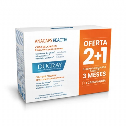 Anacaps reactiv cabello y uñas ducray 3 envases 30 capsulas - ducray