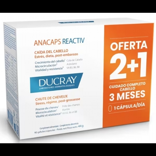 Anacaps reactiv cabello y uñas ducray 3 envases 30 capsulas - ducray