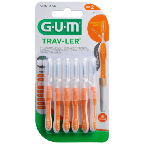 Cepillo interdental viaje - gum 1412 trav-ler (ultrafino 0.9 mm cilindrico 6)