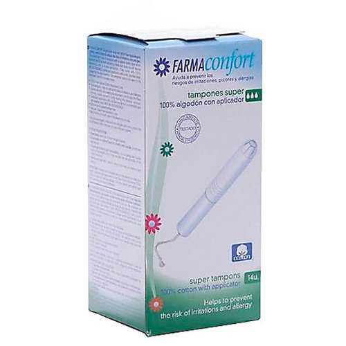 Tampones 100% algodon - farmaconfort con aplicador (14 unidades super)