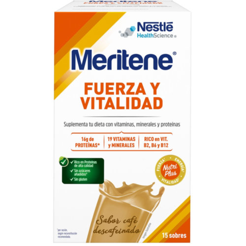 Meritene fuerza y vitalidad batido (15 sobres 30 g sabor cafe descafeinado)